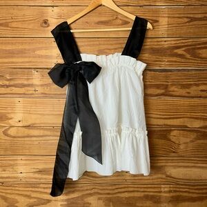 Rochas White Blouse with Black Bow Detail